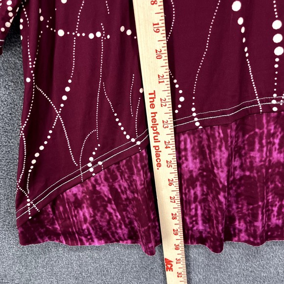 Womens Top Blouse Plus Size Red Wine Relaxed round neck 3/4 Sleeve thin fabric - Picture 11 of 12